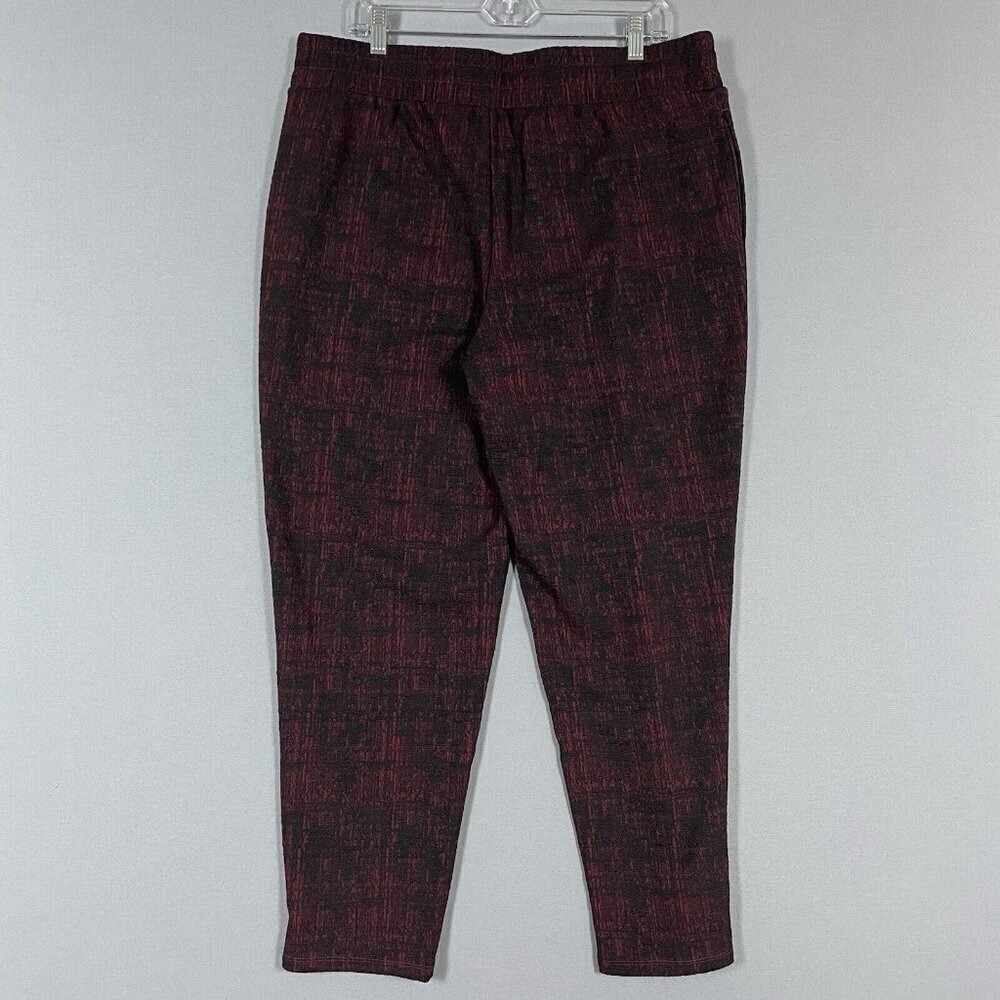 J Jason Wu Artsy Textured Pull On Pants Stretch Waist Size Large L Red Black - Picture 4 of 15